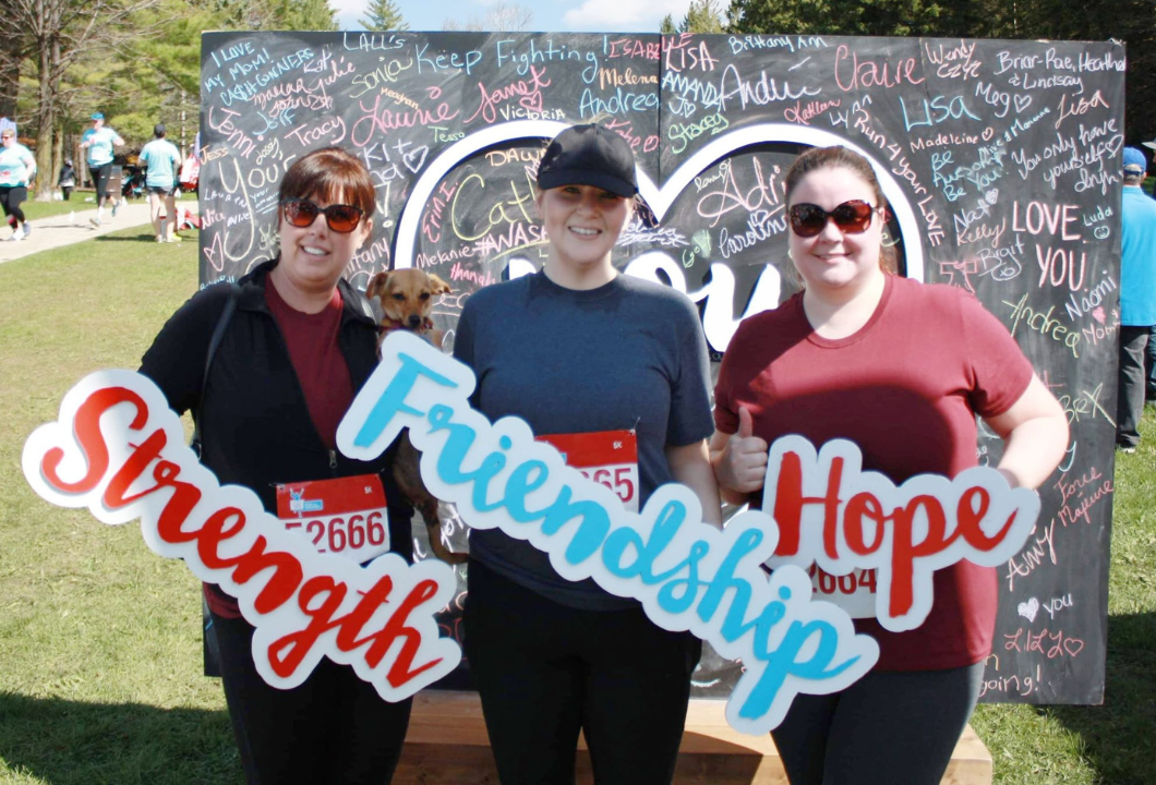 Pictured Selena Musselman, Bonnie Forbes and Stephanie Urch holding sighs of strength, friendship and hope