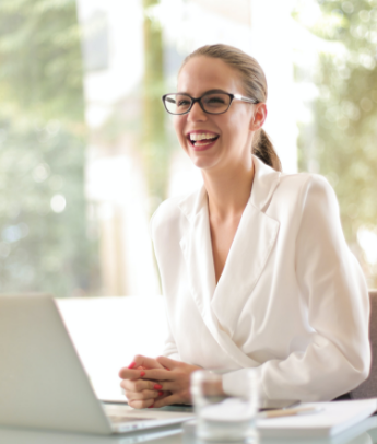 A financial advisor woman smiling