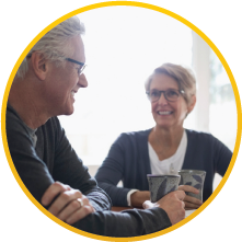 An elderly couple in a conversation