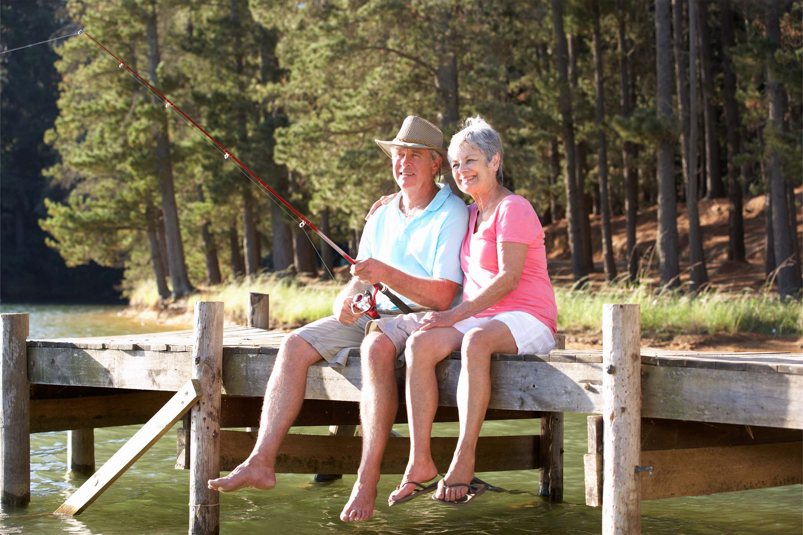 Senior couple fishing