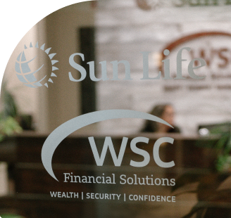 WSC Financial and Sun Life logos on glass window