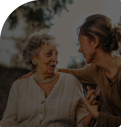 A woman talking to her mother.