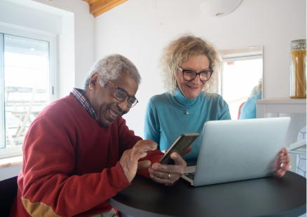 Two senior people creating diverse income