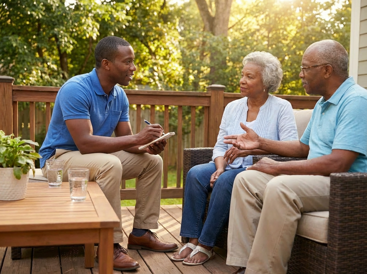 Financial advisors meeting with clients