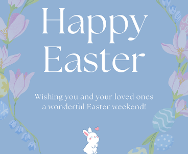 Happy Easter greeting with spring illustration